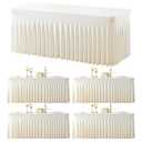 Besutolife 4 Pack Ivory Spandex Tablecloth for 6ft Rectangle Tables Fitted Table Cloth Stretch Table Covers Skirt 6ft Rectangular Tablecloths for Banquet Parties Wedding Decorations