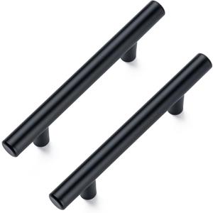 10 Pack Cabinet Pulls Matte Black Stainless Cabinet Handles, for Kitchen and Bathroom Cabinets, 5 Inch Length, 3 Inch Hole Center