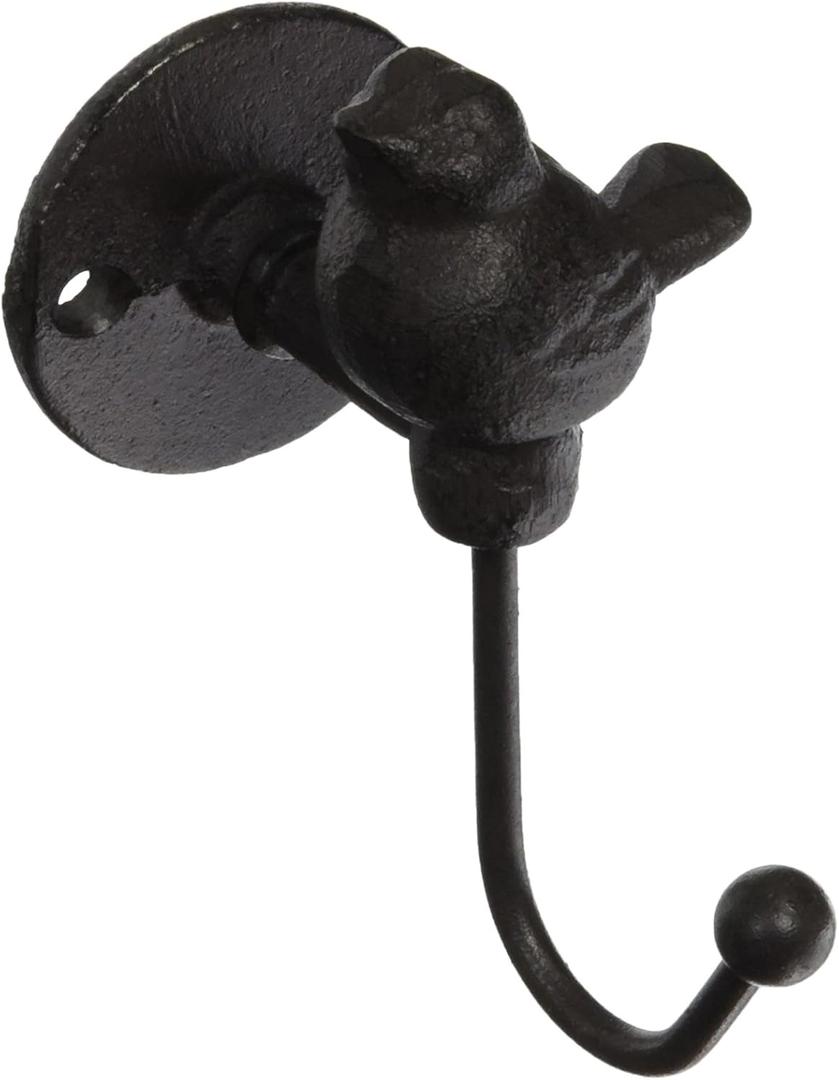 Colonial Tin Works Cast Iron Hooks Cast Iron Song Bird Wall Hook (Bird Wall Hook Pack of 4)