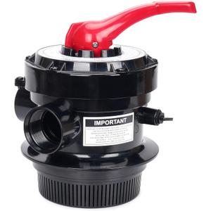 CIPU 4-Way Multiport Pool Valve Replacement for Sand Filter Systems, Multiport Valve with Filter, Backwash, Rinse, Winter Settings, Red Handle Sand Filter Valve for Above Ground Swimming Pools