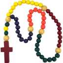 Large Multi Color Wood Prayer Bead 21" Kiddie Rosary Religious Nursery Wall Decor