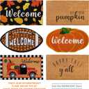 Welcome Fall Truck Door Mat 30x17 Inch, Vintage Fall Truck Decor for Covered Outdoor Area, Pumpkin Truck Decor, Vintage Coir Welcome Mat