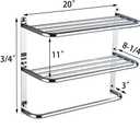 2-Tier Towel Rack Floating Shelf with Towel Bar, 20-Inch W x 8.25-Inch D Bathroom Hotel Towel Shelf, Wall Mount, Mounting Hardware Included,Polished Chrome