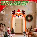 Christmas Reindeer Door Banner Decoration Xmas Door Cover Front Door Porch Banner Arch Red Reindeer Birthday Banner Wall Decor for Indoor Outdoor Yard Garage Photo Booth Prop Door Archway Decor