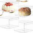 Oomcu 40 Pack Clear Boxes for Treat,Transparent Favor Candy Bakery Mini Cookie Boxes Donut Dessert Macaron Pastry Gift Packaging Box Container for Wedding Baby Shower Birthday Party(4" x 4" x 2.5")