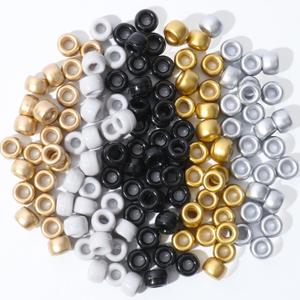 1200Pcs Friendship Bracelet Beads, 6x9mm Pony Beads for Jewelry Making, 5 Style Gold Silver Colors Kandi Beads Bulk, Hair Beads for Braids with Stretch Cord and Scissors