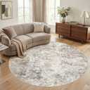 UERMEI 8ft Round Area Rug Living Room Rugs  8x8 Washable Neutral Modern Abstract Soft Thin Rug Indoor Floor No Slip Rug Carpet for Bedroom Under Dining Table Home Office Decor  Grey