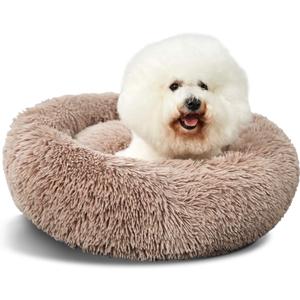 Washable Dog Round Bed - Medium Donut Dog Bed, Comfy Calming Cuddler