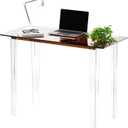 Acrylic Desk, Modern Study Table for Home Office - Extended Surface Multi-Purpose Console & Entryway Table, Sturdy Lightweight Design (42.5-inch, Yellowtea)