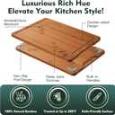 3 x Bamboo Cutting Board, Non Slip Wood Cutting Boards for Kitchen 3 Packs Holder and Over Sink Nice Solid Thick Durable Cutting Boards for Kitchen Large Small Vegetables Fruits Kitchen Gifts (Carbonized)