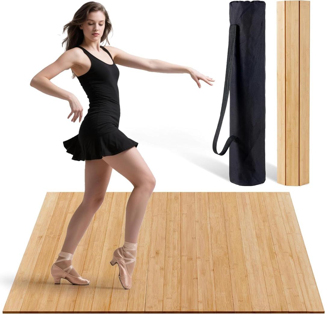 Tap Dance Floor -Portable Dance Floor for Any Surface with Storage Bag, Solid Dance Board Mat, Cushioned Base Mat Perfect for Home, Studio & Events, 47.8"x38.5"