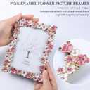 5x7 Pink Floral Picture Frame Unique Memorial Photo Frame with Glass Front, Tabletop Display & Wall Hanging, Gift for Mom and Women