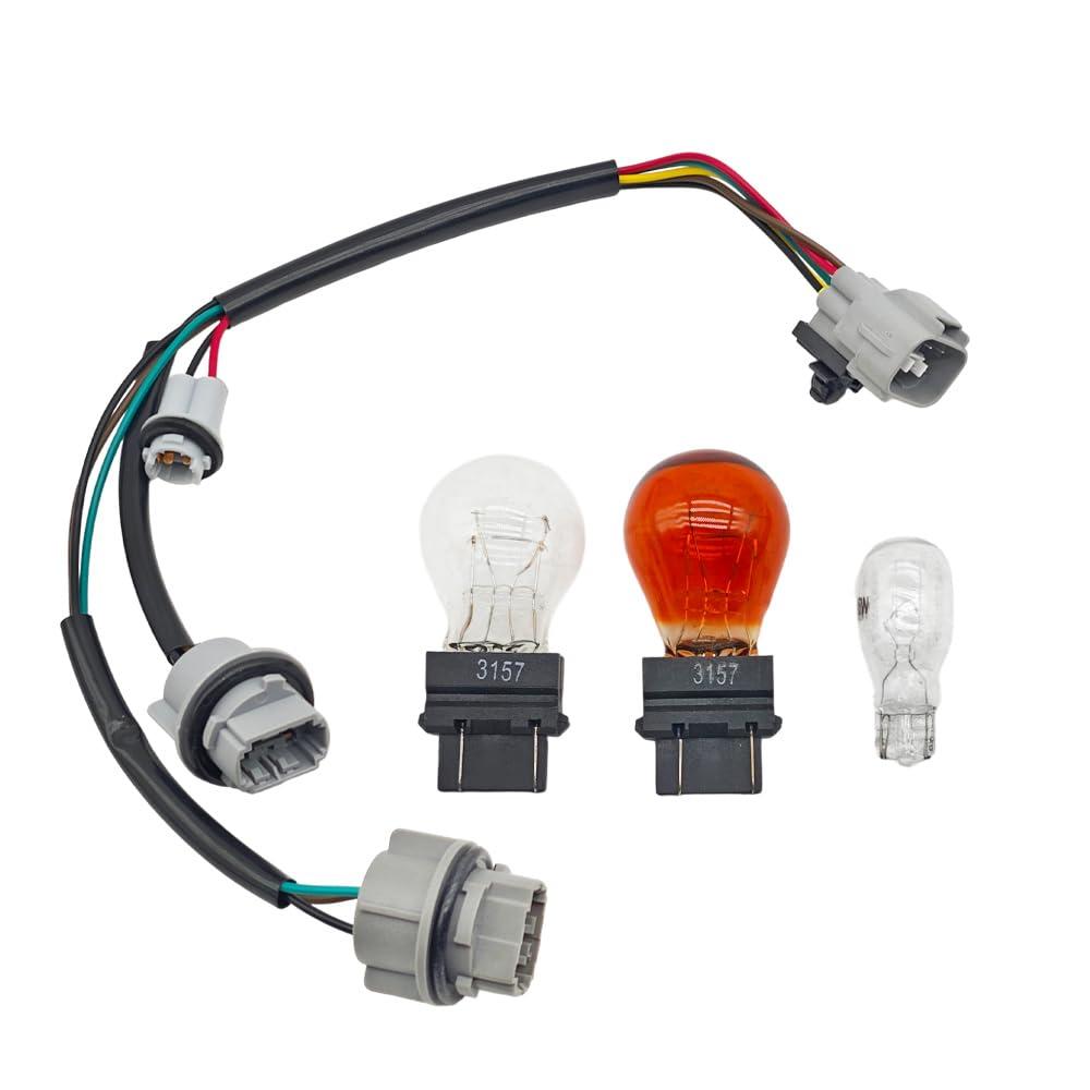 Tail Light Wiring Harness with 3 Bulbs Compatible with Toyota Tundra 2007-2014, Left or Right Rear Lamp Taillight Wiring Socket Replace 81555-0C070 815550C070