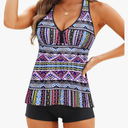 Tempt Me Women Two Piece Tankini Swimsuit Racerback Bathing Suits Tops with Shorts High Waisted, Medium