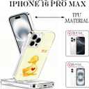For iPhone 16 Pro Max Case, Animal Print Case for iPhone 16 Pro Max, Scratch Resistant Shockproof Cover, Aesthetic Clear Phone Cover, Hi Little Yellow Duck Love Heart, Cute Duck Cases（B095）