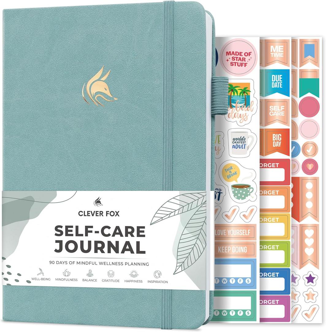 Clever Fox Self-Care Journal  Daily Reflection Notebook  Mental Health & Personal Development Planner, Meditation & Mood Log, A5 (Blue Surf)