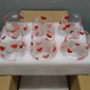 Maxcheck 6 Pcs Valentine Stemless Wine Glass Set 18 oz Heart Wine Glasses Colorful Conversation Drinking Glasses for Valentine Party Wedding Present Holiday Party Gift