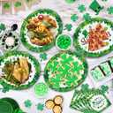 50Pcs St. Patrick's Day Oval Paper Plates and Napkins Set Serve 25 - 10" x 12.5" Large Disposable Green Paper Plates and 6.5'' Napkins with Lucky Shamrock for Irish Party Supplies Themed Tableware Set