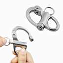 2/4 Pcs Marine 316 Stainless Steel Fixed Eye Snap Shackle, Quick Release Boat Anchor Chain Eye Jaw Swivel Stainless Snap Shackle Hook (4, 69mm)