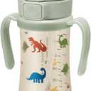 GROSMIMI Flip Top Spill Proof Sippy Cup, PPSU, BPA Free, 10 oz, Stage 2 Straw for Toddlers (Dinosaur)