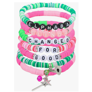 6 Pcs Witch Inspired Musical Gift, Friendship Bracelet, Stackable Vinyl Disc Clay Beaded Stretch Bracelets, CHANGED For GOOD Gifts for Sister Friendship BFF Gifts
