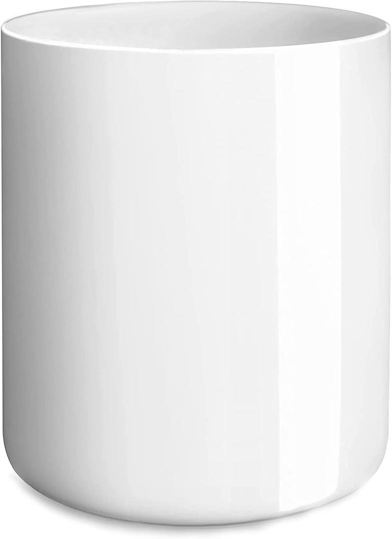 White utensil holder for Countertop, Glossy White Ceramic Utensil Holder for Kitchen Counter Easy to Clean, Modern Small Cooking Utensil Holder Spatula Crock for Dcor, 4.56.4 IN