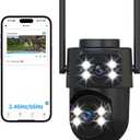 2K 5GHz Dual Lens Outdoor Security Camera, 360 PTZ, AI Detection & Auto Tracking, Color Night Vision, 24/7 Recording, IP65 Waterproof, 2-Way Audio, Supports 128GB microSD (SD Not Included)