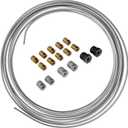 4LIFETIME Galvanized Steel Brake Line Kit - 3/16" x 25ft Replacement Set - Professional Grade OE Steel Tube, Corrosion-Resistant, Flexible 3/16 Brake Line  Comes with 16 Fittings for Easy Install
