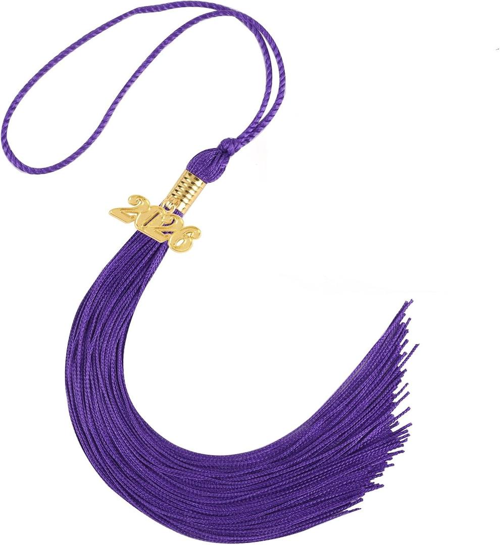 2026 Tassel Graduation 9 Inch Grad Cap Tassel with 2026 Gold Charm Graduations Tassel for High School College University Graduation Ceremony Decorations (1, Purple)