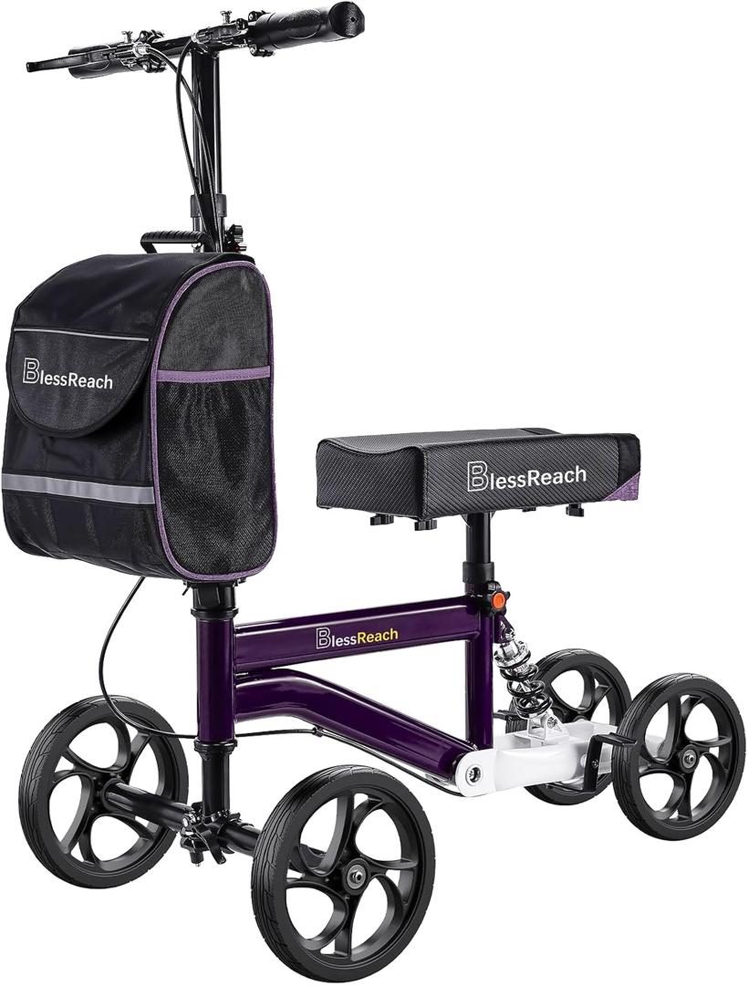 BlessReach Economy Knee Scooter, Steerable Knee Walker, Foldable Knee Scooters for Foot Injuries Adult Best Crutches Alternative (Purple)