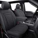 LUCKYMAN Club F150 Faux Leather Seat Covers Fit for 2010-2014 F150 2011-2016 F250 F350 F450 Pickup Trucks (Front Pair, Black 2 Pcs)