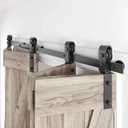 52" Bifold Sliding Barn Door Hardware Track Kit,Side Mounted Black J Shape Roller,Smoothly and Quietly,Assembly Easy,Fit Four 12" Bi-Folding Doors (Door Not Included)