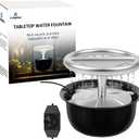 Tabletop Fountains Indoor, Great Gift for Christmas, Small Desk Waterfall Fountain for Living Room/Office Zen/Home Dcor, Aluminum Die Casting Pot, Silver