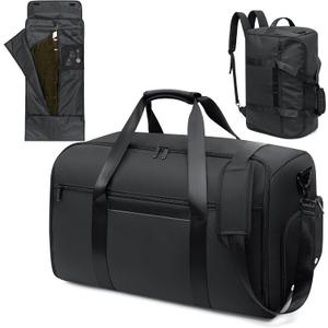 GARPROVM Garment Duffle Bags for Travel, 4 in 1 Convertible Garment Bags with Separated Suit Bag Shoe Compartment, Waterproof Carry On Luggage Bag Backpack for Short Trip, Weekender Bag for Men Women