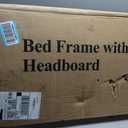 Full Platform Bed Frame with Upholstered Headboard, Gray