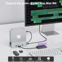 Reborn Mac mini M4 Dock & Stand with NVMe SSD Enclosure, Mac Mini M4 Hub with 4K60Hz HDMI, 4K60Hz DP, 5G USB A*2, USB A 2.0*2, TF/SD Card Reader 9-in-1 USB Hub for Mac mini M4,Mac mini M4 Pro - Silver