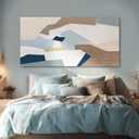 YLLTIEM Wall Decor 29x58 Inch, Large Canvas Wall Art for Living Room, Blue Beige Abstract Geometric Print, Modern Neutral Wall Decor for Bedroom Office