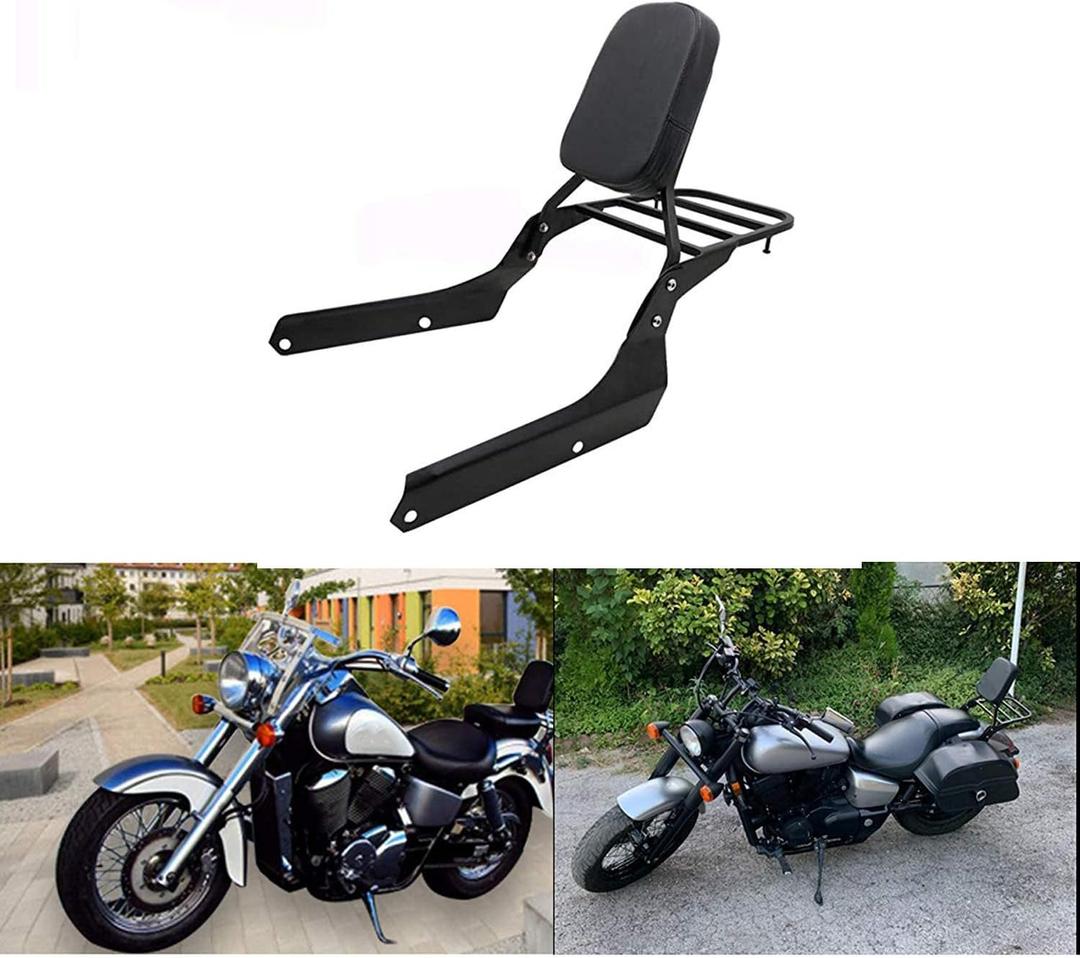 New Backrest Sissy Bar Luggage Rack Pad Compatible with/Replacement for Honda VT750 Shadow Spirit 2007-2014 Honda VT750C2B Shadow Phantom 2010-2017 (Deep Black)