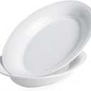 Kanwone Ceramic Large Serving Bowls, Oval Serving Platters for Entertaining, 13" Porcelain Serving Dishes for Dinner, Pasta, Salad, Turkey, Fruit, Bread, Appetizers, Microwave Safe, White, Set of 2
