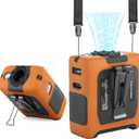 Portable Fan Wearable Personal Fan with 5 Speed Max 55 Working Hours Low Noise Portable Neck Fans Cooling Waist Fans for Camping Traveling LED Light Power Display 10000mAh Power Bank(Orange)