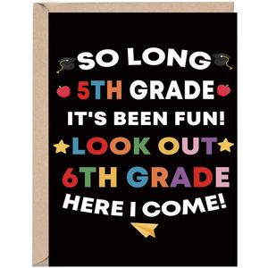 6 x OJsensai 5th Grade Graduation Card Gifts for Kids Boys Girls | Elementary School Graduation Card for Son Daughter Student5th Grade Card5th Grade Decoration Gifts,Heartfelt Inside Message
