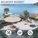 9FT Large Outdoor Patio Umbrella Pool Market Umbrella-UV Resistant, Easy Push Button Tilt and Crank, 8 Sturdy Ribs Heavy-Duty Table Umbrella for Deck, Backyard,Garden (Beige)