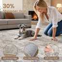 cotiled Washable 10x14 Area Rug for Living Room - Modern Abstract Carpet with Non-Slip Backing, Low Pile & Soft, Stain Resistant, Kid & Pet Friendly Decor for Bedroom & Dining Room - Brown Grey