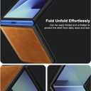 Foluu for Samsung Galaxy Z Flip 7 5G Case, Galaxy Z Flip 7 Leather Case, PU Leather + Hard PC Shell Ultra Thin Slim Durable Protective Phone Case Cover for Samsung Galaxy Z Flip7 5G 2025 (Yellow)