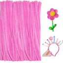 Pipe Cleaners - 200pcs Pink Pipe Cleaner Pastel Colors for Crafts 0.23"X12" Plush and Pliable Bouquet Chenilles Stems for Valentine's Day Flowers DIY Arts Craft Decorations, Pink