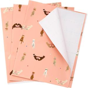 3 x The Gift Wrap Company 58-191804 Style Queen Love Flat Gift Wrapping Paper Sheet Set, 30" x 23", Multicolor, 3 Pieces