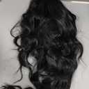 AISI HAIR Black Wig for Women, Long Wavy Lace Hairline Middle Part Synthetic Heat Resistant Wig for Daily Party-26 Inch