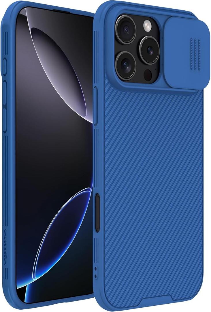 Nillkin for iPhone 16 Pro Case with Camera Cover, [Camera Lens Protector] [Scratch-Resistant] [360 Full Protection] Shockproof Slim Protective Case for iPhone 16 Pro 6.3 Inch, Blue