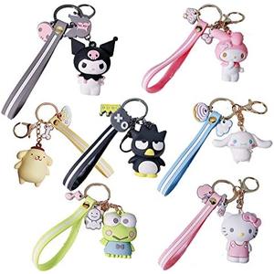 GTONEE 5 pcs Novelty Keychain Sets Kawaii Anime Cartoon Figure Pendant Key Chain Cute Keychain Keyrings Accessories for Women Men Girls Boys, Bag Charms, Car Keychain, 5 Styles