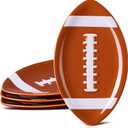 4 Pcs 7.87'' Football Ceramic Plates Rugby Candy Dishes Serving Bowl Dessert Platters Tray for Appetizer Snacks Cookies Treats Football Party Supplies Decorations (Dark Brown)